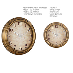 Sarı Eskitme Plastik Duvar Saati